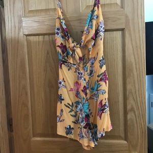 Floral romper with knitted front